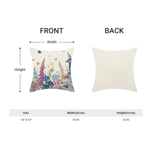 Image of AEIOAE Spring Pillow Covers 18x18 Inch Set of 2, Navy Blue Sage Green Pink Wild Flower Throw Pillows Case,Seasonal Floral Plant Outdoor Decorative Farmhouse Decor Cushion Covers for Sofa Bed Couch