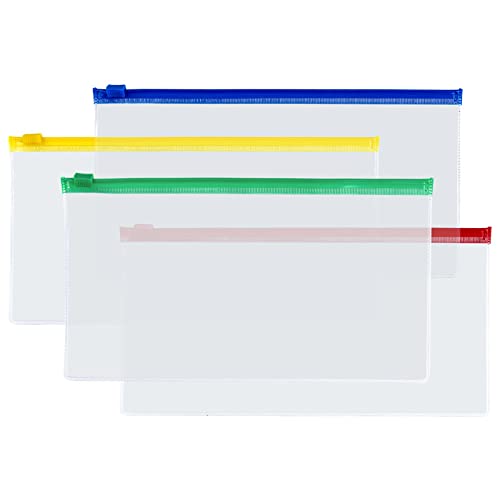 [Set of 2] A6 Zipper Pouch Case Storage Document Wallet Travel Receipts Zip Lock Bags Pouch with Zipper for Cosmetics Cases Organisers Offices Supplies Travel Accessories (Clear Colourful Zip Case) — image 1