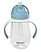 BÉABA, Biberon/Tasse d'apprentissage 2 en 1, Tasse Paille Enfant, 100% étanche, Anti-fuite, Facile à Ouvrir, Poignées amovibles, Tritan et Silicone, 300 ml, Windy Blue