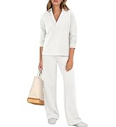 ANRABESS Lounge Sets for Women 2 Piece Outfits Sweatsuit Set Fall V Neck Sweatshirts Wide Leg Pan...