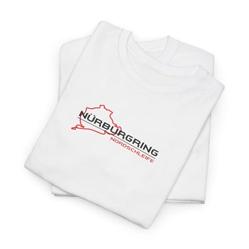 Wrofee Nürburgring Circuit T-Shirt, Nordschleife Motorsport Apparel, Green Hell Car Guy Gift (US, Alpha, Medium, Regular, Regular, White)
