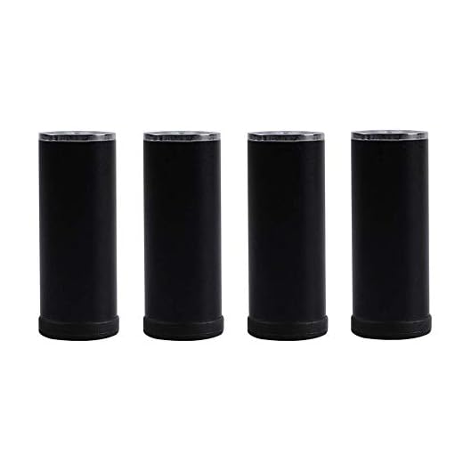 JASFEER 4X bordsben, möbelfötter cylindriska, stödben i rostfritt stål, används för soffor, sängar, skrivbord, pallar, kök, badrum, höjdjusterbara skåpsfötter, olika storlekar, svart, 6 cm/2in