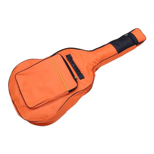 ELAYARD Bolsa para Guitarra Acústica y Folk con Correas Dobles Ajustables Mochila de Oxford Naranja con Acolchado Transpirable y Bolsillo Frontal Pequeño