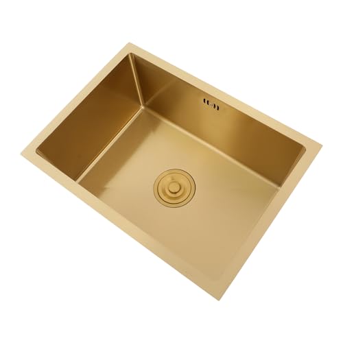 55 x 40 x 22 cm Fregadero de cocina rectangular,fregadero de cocina con sifón y grifo giratorio 360°,Fregadero empotrable de acero inoxidable,1 lavabo rectangular,Bajo Encimera o Sobre Encimera