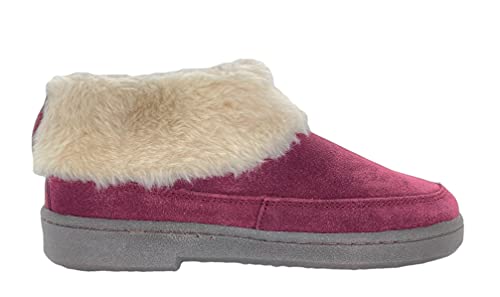 Clarks Womens Slipper Suede Ankle Bootie JMH1883 -Plush Faux Fur Collar and Lining - Indoor Outdoor House Slippers For Women (9 M US, Burgundy)3