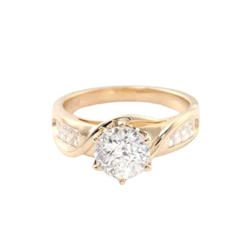 Bague moissanite en argent 925 plaqué or 14k pour alliance femme