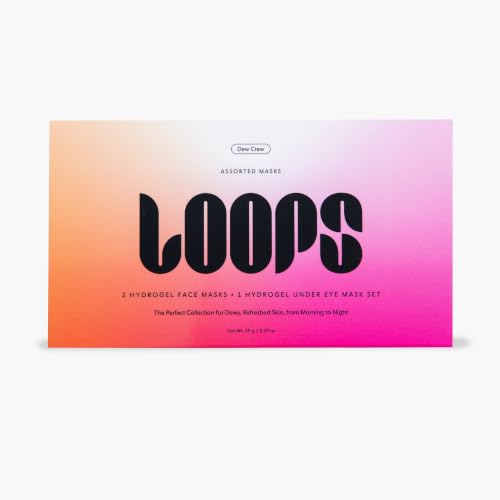 LOOPS Dew Crew Trio 2 HYDROGEL FACE MASKS • 1 HYDROGEL UNDER EYE MASK SET