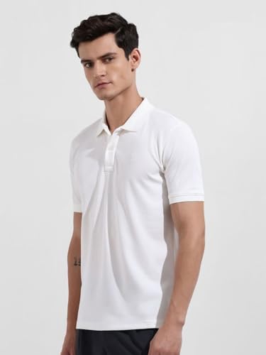 Image of The Indian Garage Co Men Regular Fit Textured Polo Neck Half Sleeves Tshirt