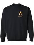 zerogravitee US Army Star Gold Ink Left Chest Crewneck Sweatshirt in Black - Large