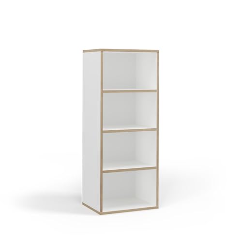 Vicco Bücherregal Tetrix, Weiß, 40 x 100 cm mit 4 Fächern, zur Aufbewahrung von Büchern und Dekoration geeignet