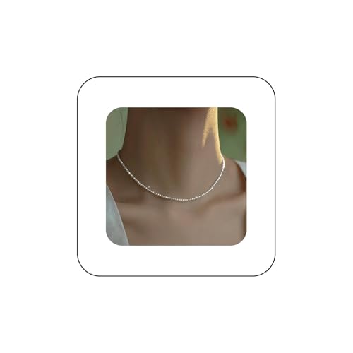 Boho Hochzeit Weißer Kleine Perlen Halskette Dünne Zierliche Perle Halsband Anhänger Mini Perlen Kette Braut Minimalistische Perlenbesetzt Choker Zarter Halsreif Niedlicher Vintage Einfache Frauen