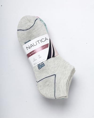 Image of Nautica Womens Low Cut Socks - 6 Pack Soft Stretch Breathable Mesh Cushioned Athletic Performance No Show Socks for Women