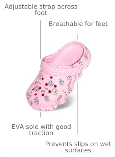 Image of Toddler Clogs for Girls Lightweight Kid Garden Clogs Breathable Slip-on Slides Sandals Slippers Children's Beach Water Shoes (xiaohua Fen, 25)