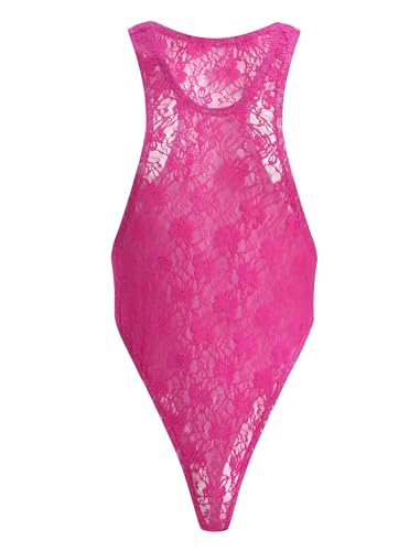 ABAFIP Men's Lace Bodysuit High Cut One Piece Leotard Sleeveless Racerback Sheer Lingerie Undershirts Top2