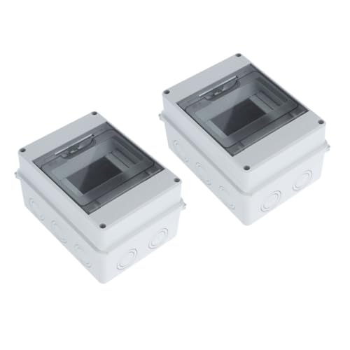 2 cajas de distribución impermeables para exteriores con tapa transparente