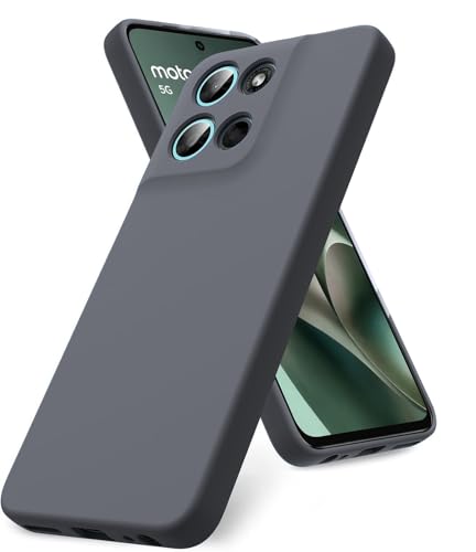 Image of DIZORO Microfiber Candy Case for Motorola G67 Power / G57 Power 5G Smooth Touch Cushion Liquid Soft Silicone Gel Rubber Phone Cases Non-Slip Full Body Protective Shockproof Back Cover -Dark Grey