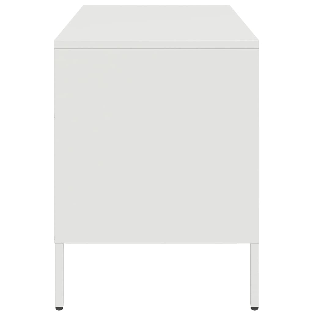 Genérico Mueble TV Blanco 68 x 39 x 50,5 cm Acero | Patas regulables, almacenamiento revistas, fácil limpieza, fijación de pared incluida