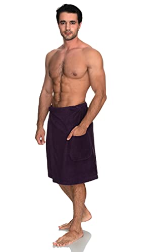 Image of TowelSelections Mens Shower Wrap Adjustable Cotton Terry Bath Gym Cover Up with Snaps Large-XX-Large Indigo