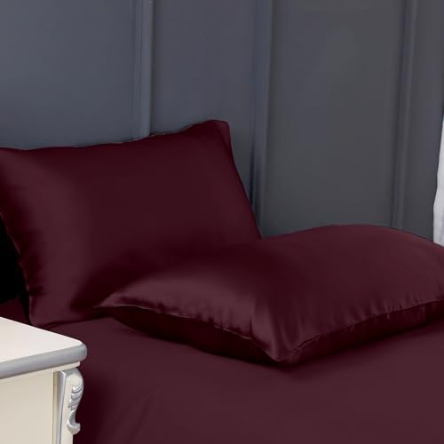 Image of 300 TC Art Silk Satin Pillow Cover Set | Durable Satin Pillow Cover with Envelope Closure | Luxury Satin Pillow Covers | Cozy Satin Pillow Covers (2, Velvet)