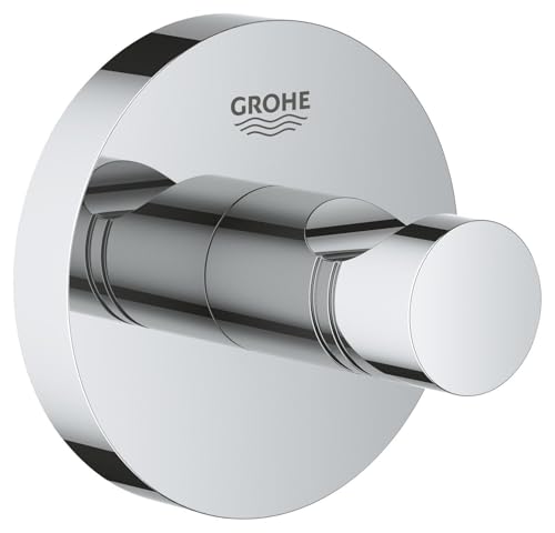 GROHE Start QuickFix Robe Hook (Metal Concealed Fastening Including Screws and Dowels Extra Easy to Fit QuickGlue) Size 45 mm Chrome 41173000