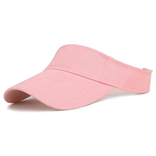 ZERAOKE Sports Visor Hats Women Men Empty Top Sun Hat Visor for Tennis Baseball Golf Athletic Cycling Running-Pink-Adjustable