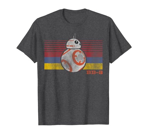 Star Wars BB-8 Retro Stripes Episode 7 Graphic T-Shirt T-Shirt, Men, Dark Heather Grey, Large