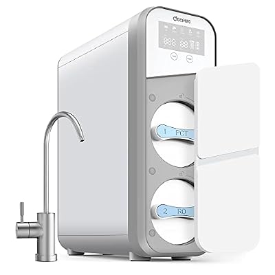 Deepuro RO Water Filter System, Reverse Osmosis Under Sink Water Filtration System 600GPD, 0.0001?m Tankless Water Purifiers 5 Stage, 1.5:1 Pure to Drain Visible TDS & Filters Life, White, WP-A6