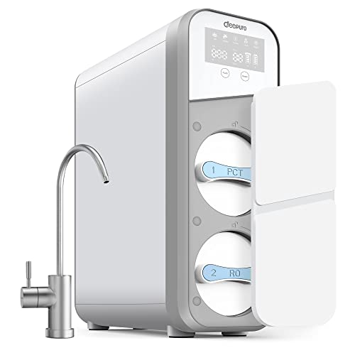 RO Water Filter System, Reverse Osmosis Under Sink Water Filtration System 600GPD, 0.0001μm Tankless Water Purifiers 5 Stage, 1.5:1 Pure to Drain Visible TDS & Filters Life, White, WP-A6