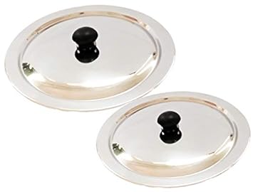Heavy duty Stainless Steel ss Lid for vessels, Tope, Kadai Lid with Knob. (Dia:8.5"(21.5cm),9.5"(24cm), Total Wt:390gm-Each -1 No.-2 Pcs Set/M3,4)