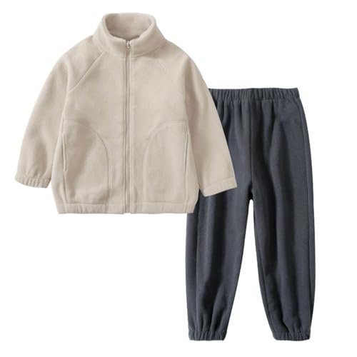 Kids Polar Fleece Long Sleeve Stand Collar Zipper Outerwear and Jogger Pants Fall Winter 2 Piece Tracksuits for 3-17 Years