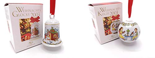 Preisvergleich Produktbild Hutschenreuther Porzellanglocke & Porzellankugel 2003 - in OVP - Weihnachtsglocke Weihnachtskugel Glocke Kugel