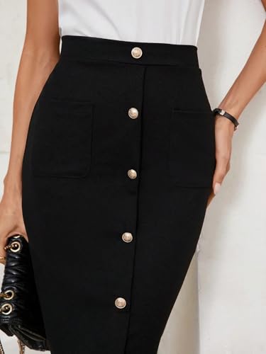 Plain High Waist Front Button Metal Skirt 2025 Fashion Skirts for Women3