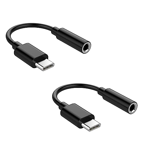 ZENVAN USB C to 3.5mm Headphone Jack Adapter for iPhone 16 Pro Max/ 15 Pro/ 15, USB C to Aux Audio Dongle Cable Cord Compatible with iPad Pro/Galaxy S24 S23 Ultra/Pixel 9 - Black, 2Pack