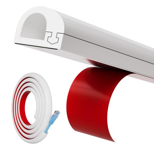 39 Side Open One Cord Hider (<1/4) for Wall Mounted Tv Silicone Flexible Cable Cover to Hide Conceal Cords Along Wall Wire Raceway Management Cable Concealer Channel Electric Cord Organizer White