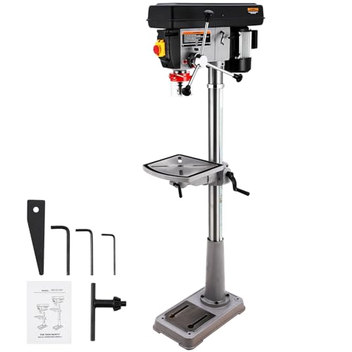 Garvee 15 in Floor Drill Press, 7.5 Amp 120V Pure Copper Motor, 288-3084 RPM Variable Speed Cast Iron Bench Drill Press, 0-45° Tilting Worktable, Tab
