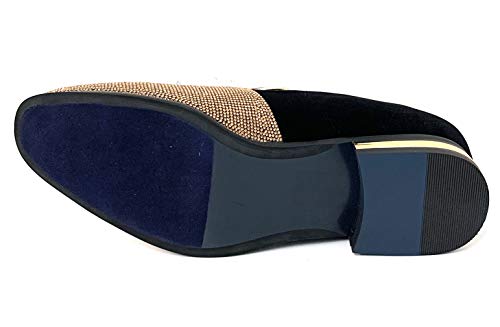 G4U-Alberto Fellini Men's Dress Shoes Glitter Loafers Rhinestone Stage Tuxedo Fashion, 13 Gold3