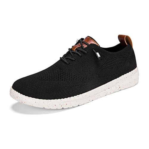 Zapatillas de vestir para hombre, informales, suaves, de piel sintética, ligeras, para caminar, cómodas, para actividades diarias de ocio, Black, 39.5 EU