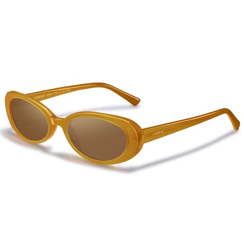 CARFIA Acetate Retro Oval Sunglasses for Women Polarized UV Protection CA5501