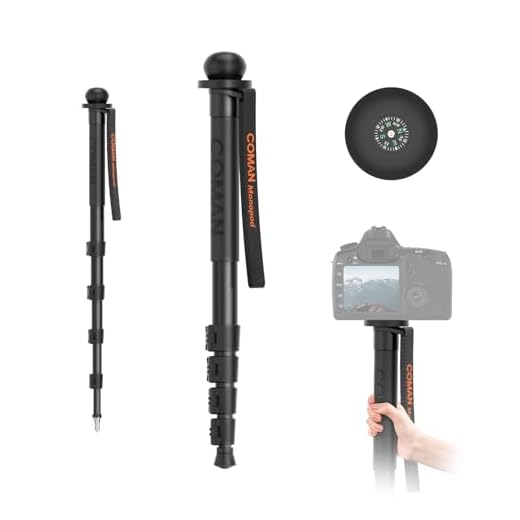 COMAN 61-Inch Camera Monopod, Aluminum Heavy Duty Monopod for Camera with Compass, Portable Compact Travel Tripod Stick Pole for Cameras Canon, Nikon,Sony,DSLR, Easy to Carry