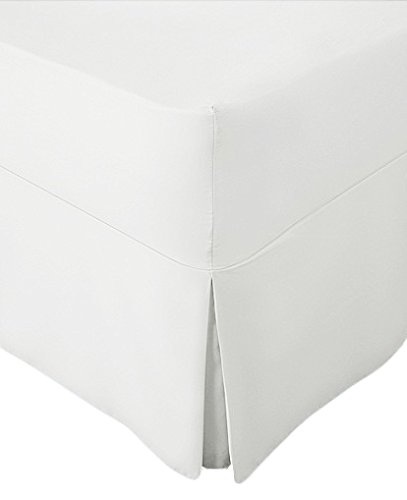 EXTRA DEEP FITTED BED SHEETS NON IRON LUXURY PERCALE COTTON RICH VALANCE FITTED SHEET PLEATED BRUSHED COTTON BEDDING DOUBLE BED SET FLAT SHEET (Super King, White) โ image 1