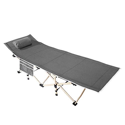 sogesfurniture Cama de Camping, Catre Plegable, Multiuso Cama de campaña con Bolsa de Transporte y Estructura de Robusto Acero, Soporta hasta 150 kg, 190 x 67x 34 cm, Gris BHEU-CT-F10