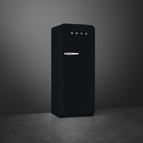 Image of Smeg Retro Style FAB28 50s Style Refrigerator, Right Hinge, Matte Black - 9.93 Cu. Ft. - Made in Italy
