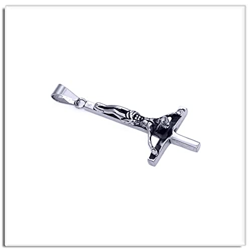 Xusamss Punk Titanium Steel Inverted Cross Pendant Skull Necklace,24inches Chain3
