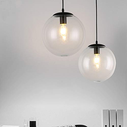 Luz de colgante de vidrio transparente E27 y metal spension light moderna 4