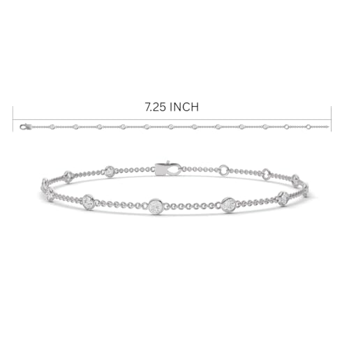 TimeLess Classics Women's Bracelet - Bezel Set Lab Grown Diamond Station Bracelet in 14K Yellow Gold - 4 Carat TW4