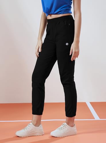 Image of TECHNOSPORT Women's Relaxed Fit Active Sports Joggers with DURACOOL Technology Mid Rise Drawstring Track Pants with Pockets Moisture Wicking Polyester Athleisure Workout Running Lounge Wear