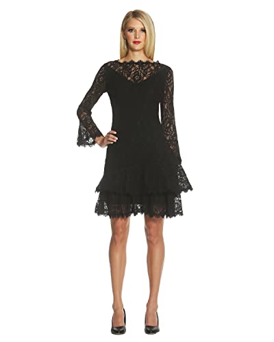 Amazon.com: Shani - Lace Dress with 2-Tiered Hem Black : Clothing, Shoes &  Jewelry