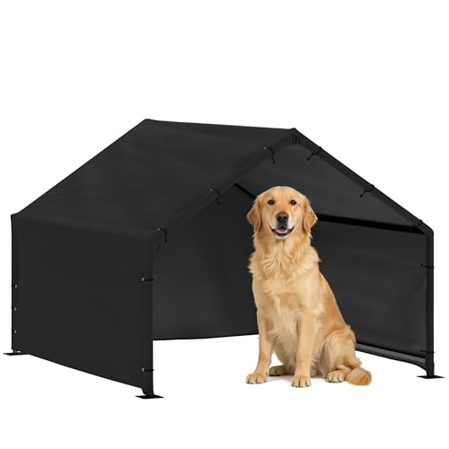PawHut Cuccia per Cani da Esterno in Tessuto Oxford, Casetta per Cani con Tetto Impermeabile e Resistente ai Raggi UV, Adatta a Cani di Taglia Piccola, Media e Grande, 125x110x93 cm, Nero