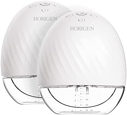 Horigen Double Wearable Breast Pump for Breastfeeding with 17/21/25mm Silicone Flange, Electric Hands Free Breast Pump Wireless Silent Invisible in Bra Portable Breast Pump for Travel, Home, Outdoors