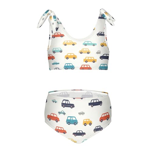 Boccsty Colorfu Cars Retro Girls Tankini Swimsuit Kids Bikini Sets 2 Pcs Bathing Suit 3T